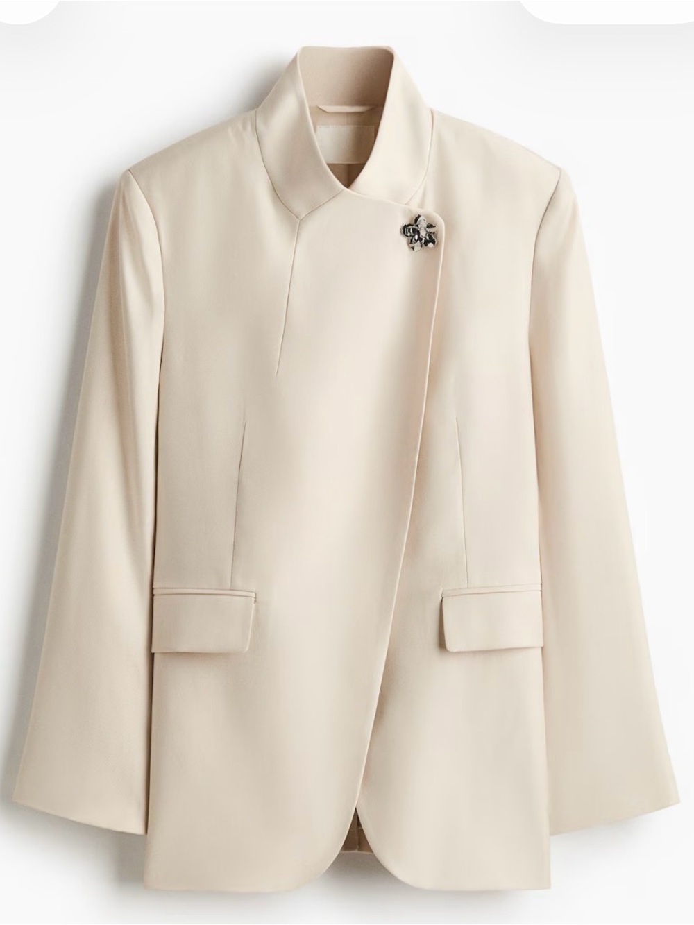 H&M brooch detail wrap jacket in Light beige